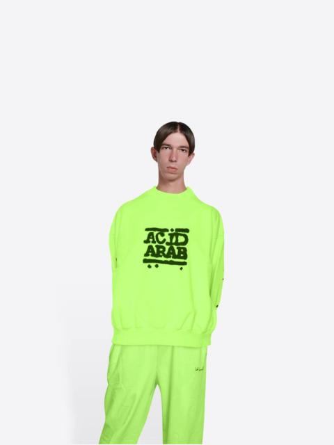 Balenciaga Music Acid Arab Merch Sweatshirt Regular Fit in Fluo Green