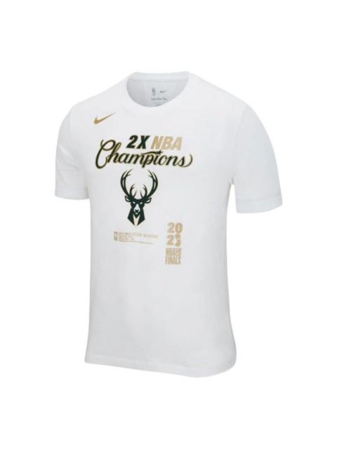 Nike Men's Nike Milwaukee Bucks Alphabet Pattern Printing Athleisure Casual Sports Round Neck Short Sleev