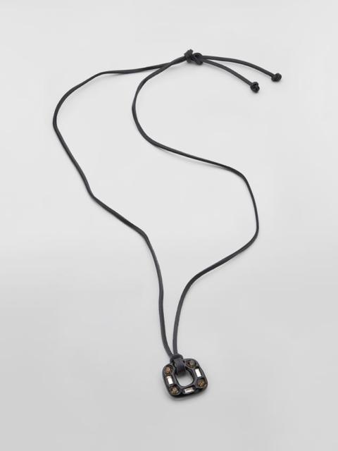 Marni LEATHER SPARKLE BRACELET WITH BLACK METAL ELEMENT AND BI-COLOURED BEADS