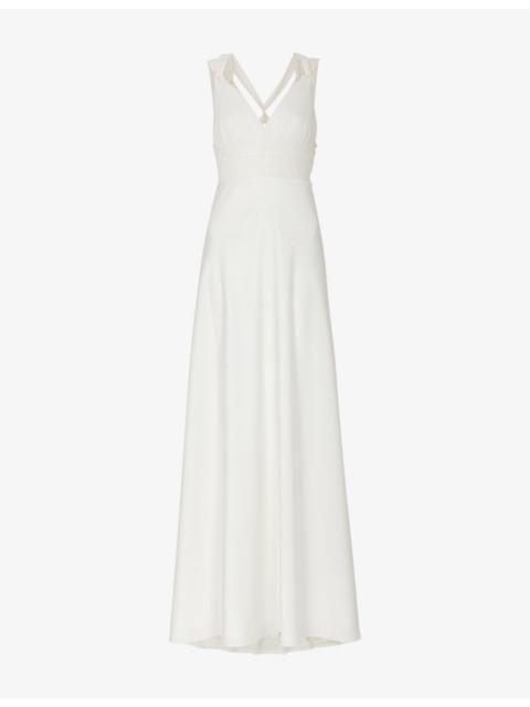 WHISTLES Nicole V-neck silk-blend maxi wedding dress