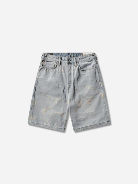 EVISU Men's All-Over Seagull Jacquard Denim Shorts Indigo