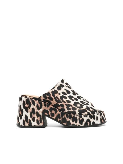 GANNI leopard print 100mm mules