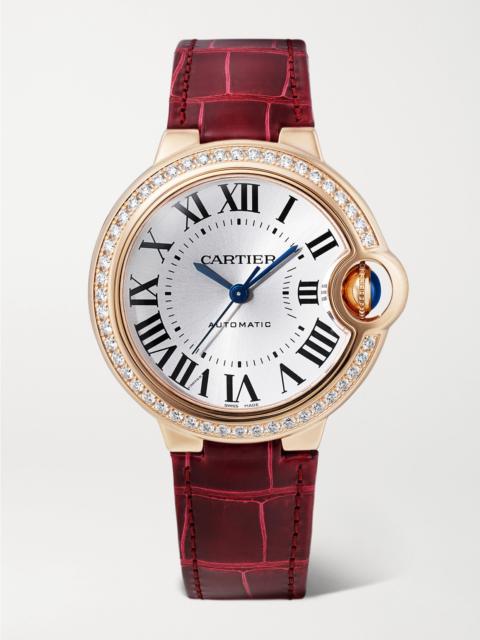 Cartier Ballon Bleu De Cartier Automatic 33mm 18-karat Rose Gold, Alligator And Diamond Watch