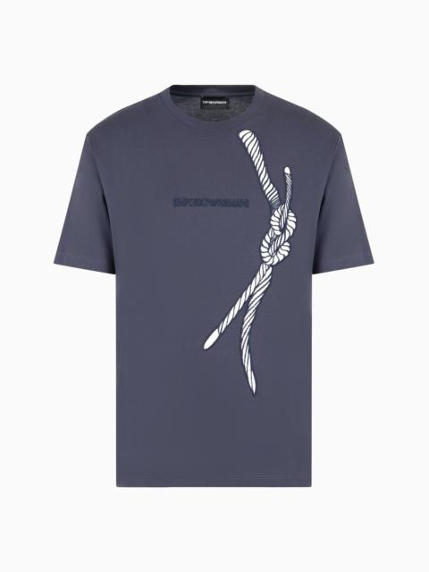 EMPORIO ARMANI Jersey T-shirt with rope embroidery and ASV logo