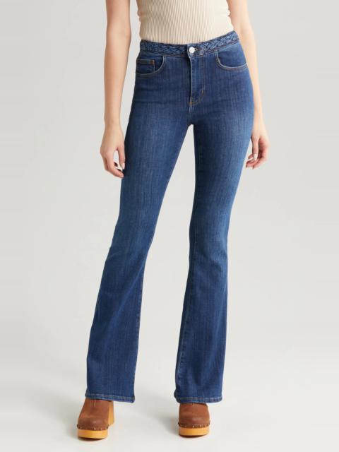 Braided Waistband Flare Hem Jeans