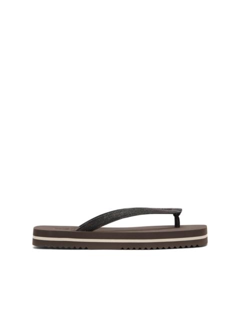 Brunello Cucinelli Monili-embellished flip flops