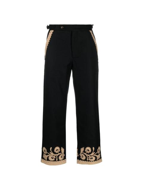 embroidered-hem detail trousers