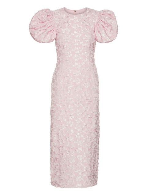 ROTATE puff-sleeve jacquard maxi dress