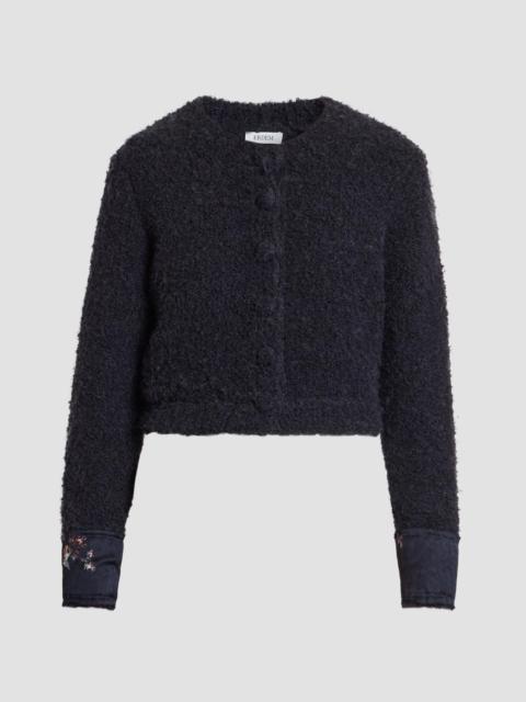 Erdem Women's Bouclé Wool-Alpaca-Blend Crewneck Cardigan - Black