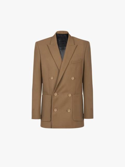 Balmain Taupe twill blazer with double-breasted silver-tone buttoned fastening