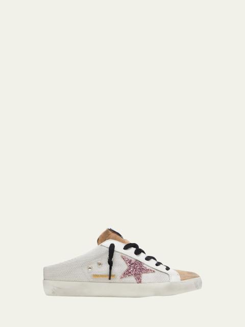 Golden Goose Super-Star Sabot Net Glitter Slide Sneakers