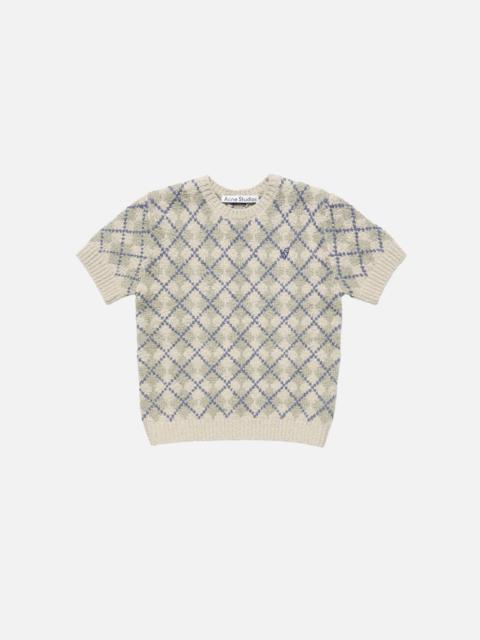 Acne Studios Bouclé Argyle Knit Sweater - Grey/white