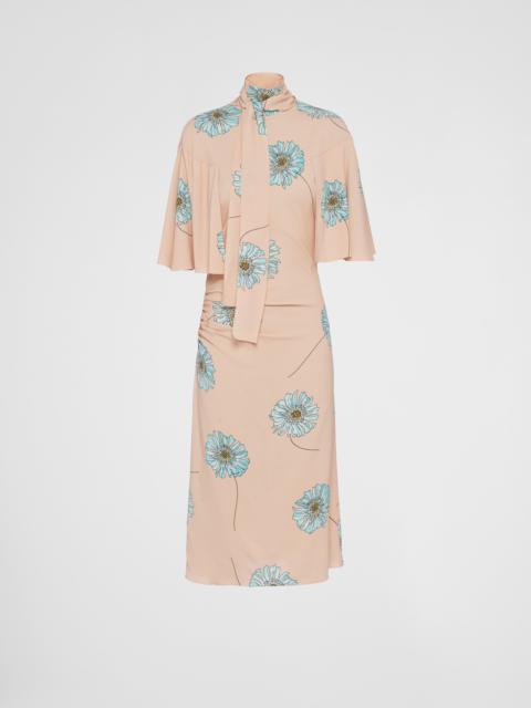 Prada Printed sablé dress with scarf collar