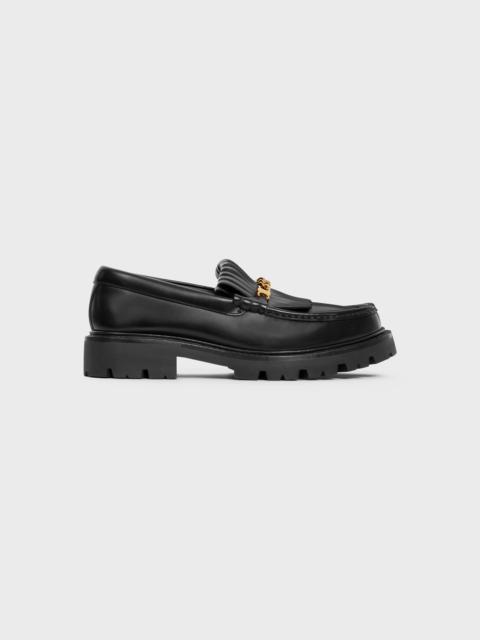 CELINE MARGARET CHUNKY LOAFER WITH FRINGES AND TRIOMPHE CHAIN in POLISHED BULLSKIN