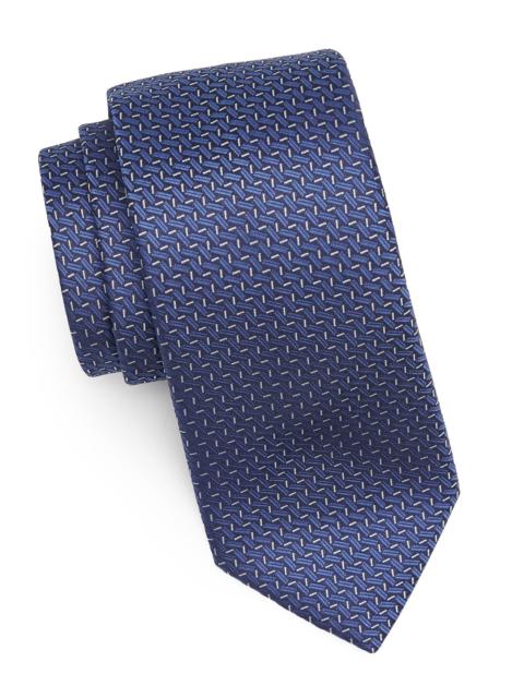 Canali Men's Zigzag Woven Silk Tie - Blue