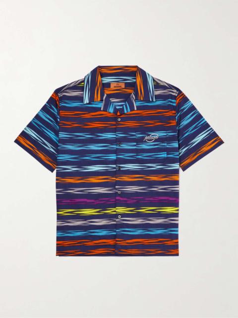 Missoni Camp-Collar Logo-Print Striped Cotton-Poplin Shirt