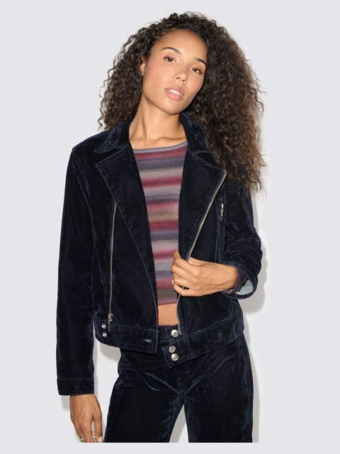 RE/DONE Moss Biker Jacket - Navy Flocked