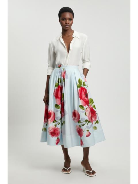 KAREN MILLEN Viscose Linen Floral Print Woven Prom Skirt