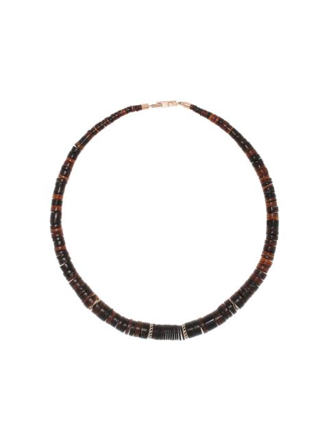 DEZSO 18K Rose Gold Shell And Enamel Necklace brown