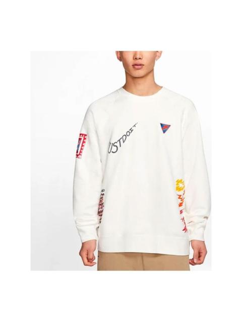 Nike Sportswear Graffiti Printing Round Neck Pullover White CJ5055-133