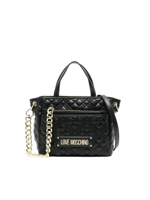 Moschino logo-lettering quilted tote bag