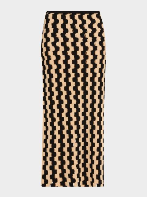 ZANKOV Marshall Zigzag Open-Knit Midi Skirt