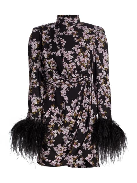 BRONX BANCO Women's Nadine Floral Feather-Cuff Minidress - Black Multi
