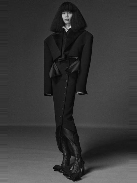 A.W.A.K.E. MODE OVERSIZED CROPPED TUXEDO JACKET WITH VEST INSERT BLACK
