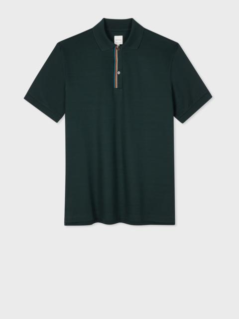 Paul Smith Dark Green 'Signature Stripe' Trim Polo Shirt