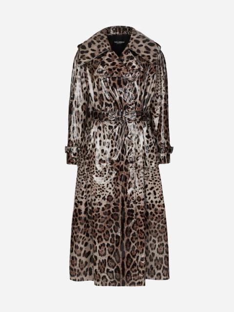Dolce & Gabbana Leopard-print coated satin trench coat
