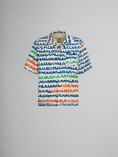 Marni IVORY COTTON BOWLING SHIRT WITH MAREMARNI PRINT