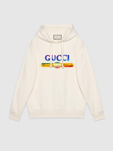Sweatshirt with sequin Gucci logo