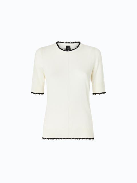 PINKO SHORT-SLEEVED T-SHIRT WITH FRAYED EDGES