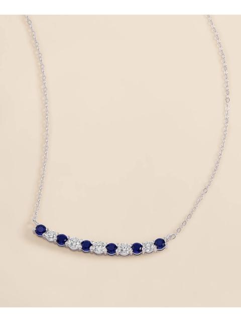 Brooks Brothers 0.63 CT. Lab-Grown Diamond 3mm Sapphire 14k White Gold Necklace