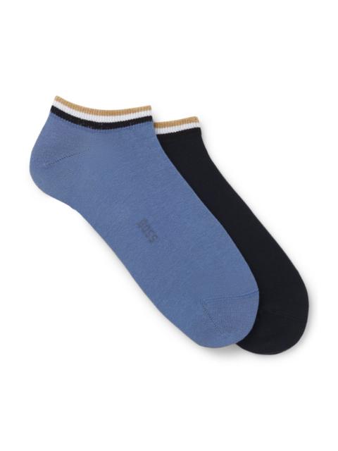 BOSS TWO-PACK OF ANKLE-LENGTH SOCKS WITH SIGNATURE-STRIPE CUFFS