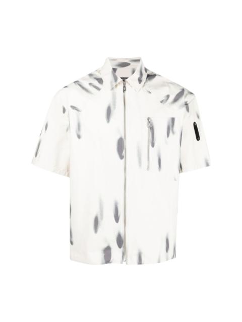 A-COLD-WALL* Blur-print zipped short-sleeve shirt