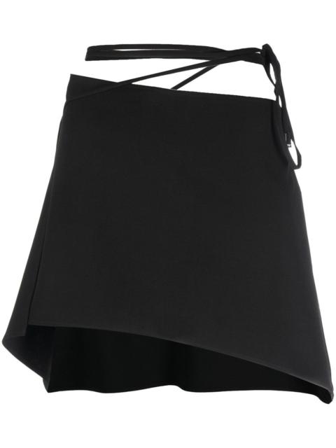 THE ATTICO tied-waist asymmetric mini skirt