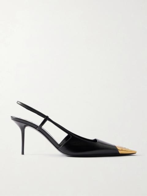 SAINT LAURENT Jeanne Embellished Leather Slingback Pumps