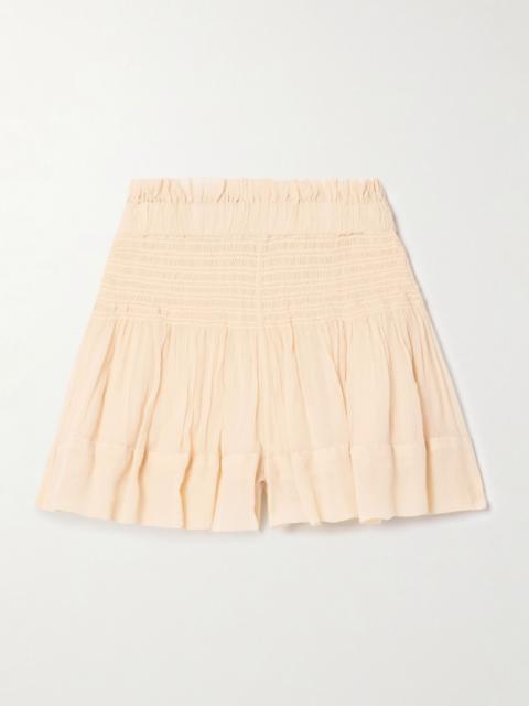 Isabel Marant Maelly shirred silk-crepon shorts Beige