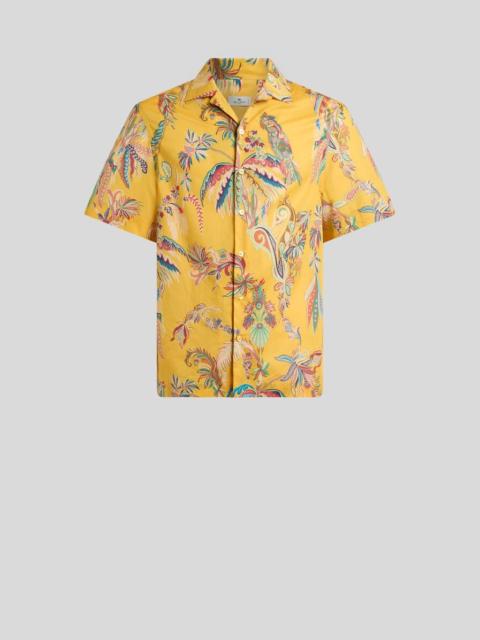 Etro COTTON BOWLING SHIRT WITH PLACED PARROT AND PALM TREE PRINT