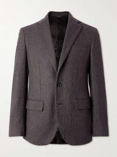 Loro Piana Torino Pinstripe Herringbone Cashmere-Tweed Blazer