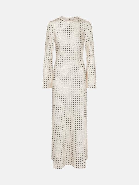 ROTATE Polka-dot satin maxi dress