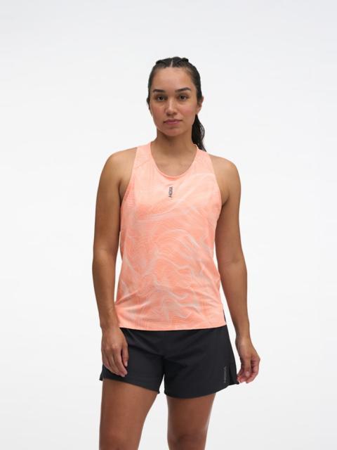 HOKA Women's EveryRun Tank Top in Sunstone Prt