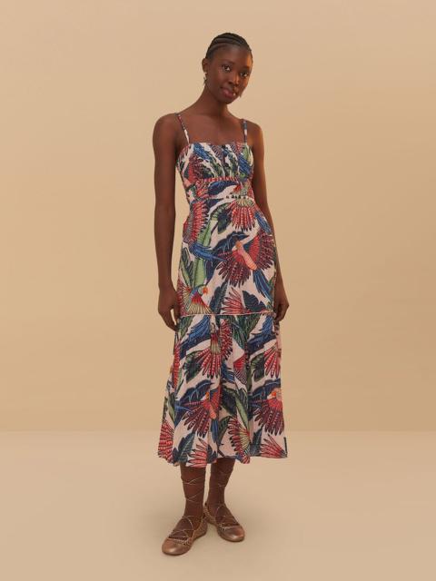 FARM RIO Pink Macaw Flight Midi Dress