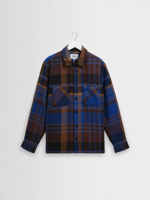 Wax London Whiting - Blue And Brown Bold Check Overshirt