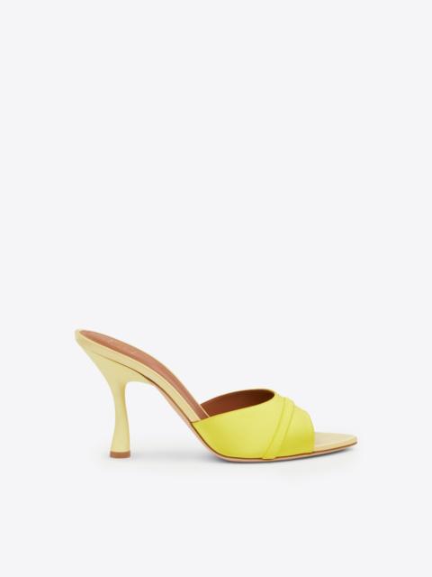 MALONE SOULIERS Julia 90 - Yellow Satin Heeled Mules