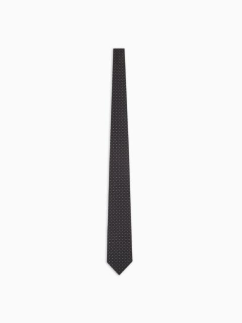 GIORGIO ARMANI Silk tie with micro jacquard polka dots