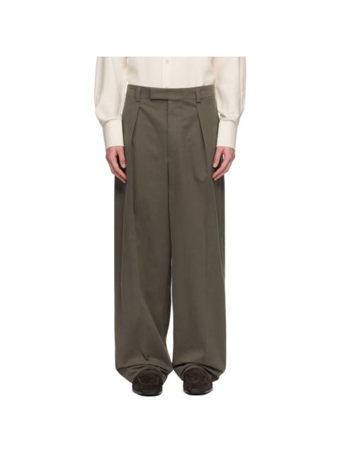 FERRAGAMO Brown Inverted Pleats Trousers
