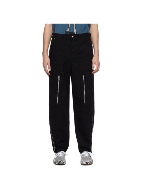 Black Zip Denim Trousers