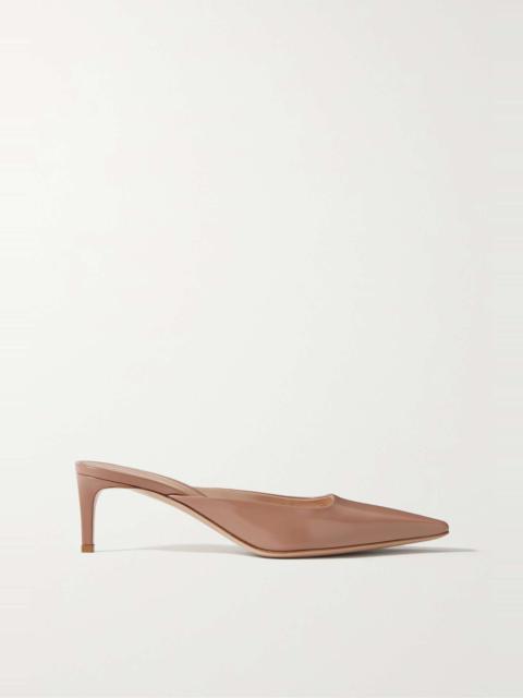 Tokio 55 glossed-leather mules